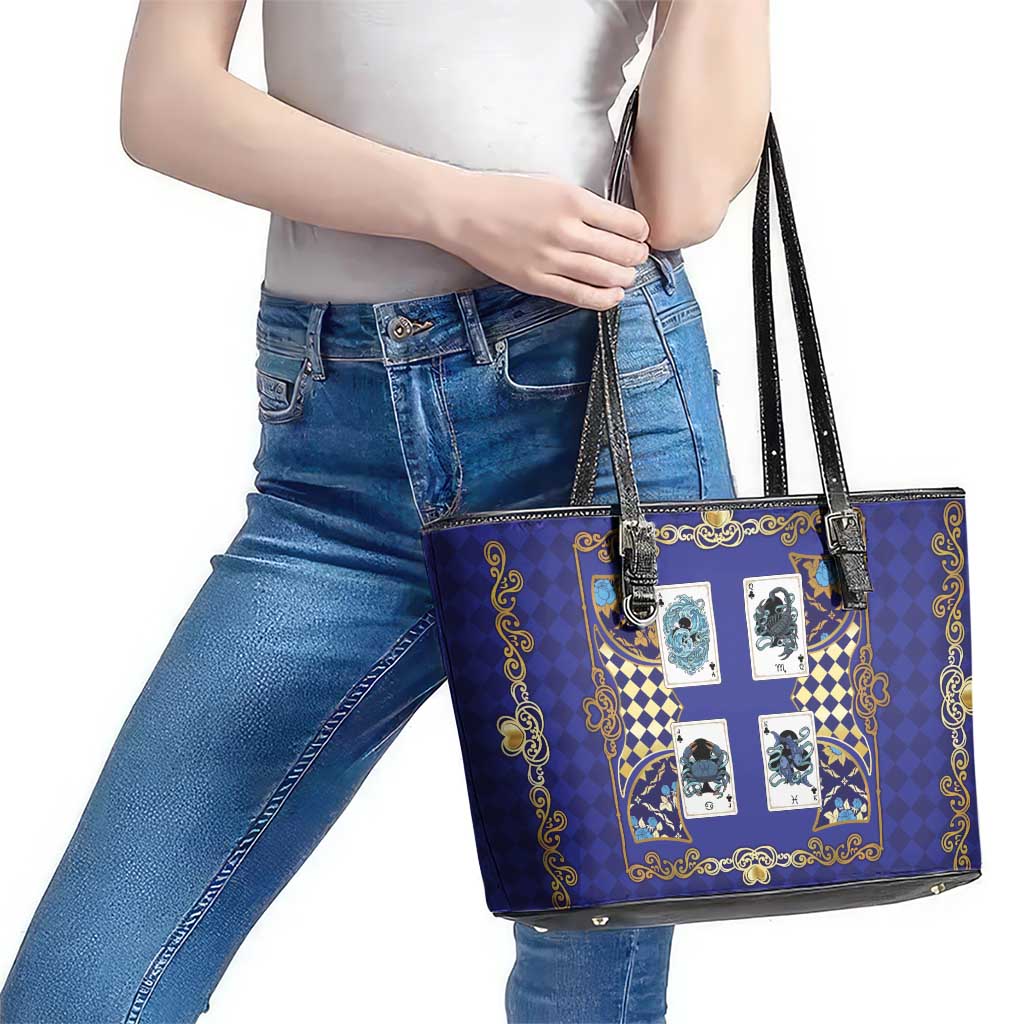 Zodiac Signs Leather Tote Bag The Water Element Baroque Clubs Card
