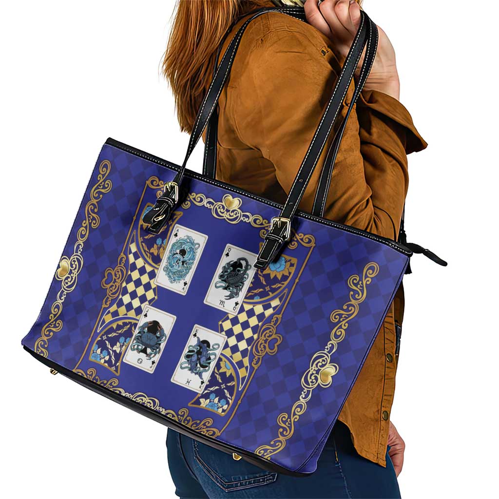 Zodiac Signs Leather Tote Bag The Water Element Baroque Clubs Card