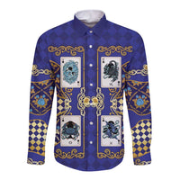 Zodiac Signs Long Sleeve Button Shirt The Water Element Baroque Clubs Card