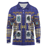 Zodiac Signs Long Sleeve Polo Shirt The Water Element Baroque Clubs Card