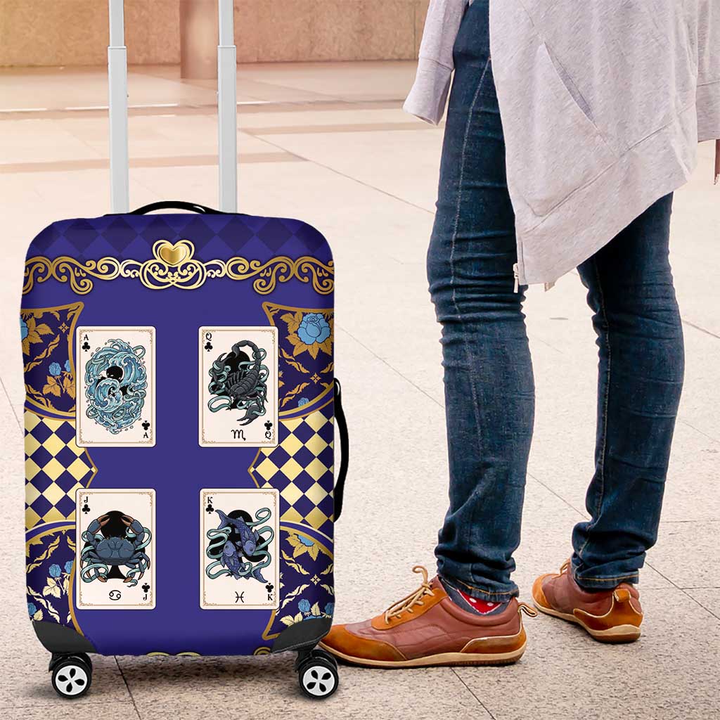 Zodiac Signs Luggage Cover The Water Element Baroque Clubs Card