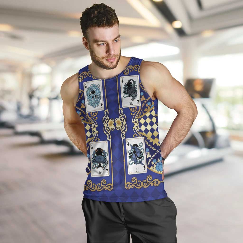 Zodiac Signs Men Tank Top The Water Element Baroque Clubs Card