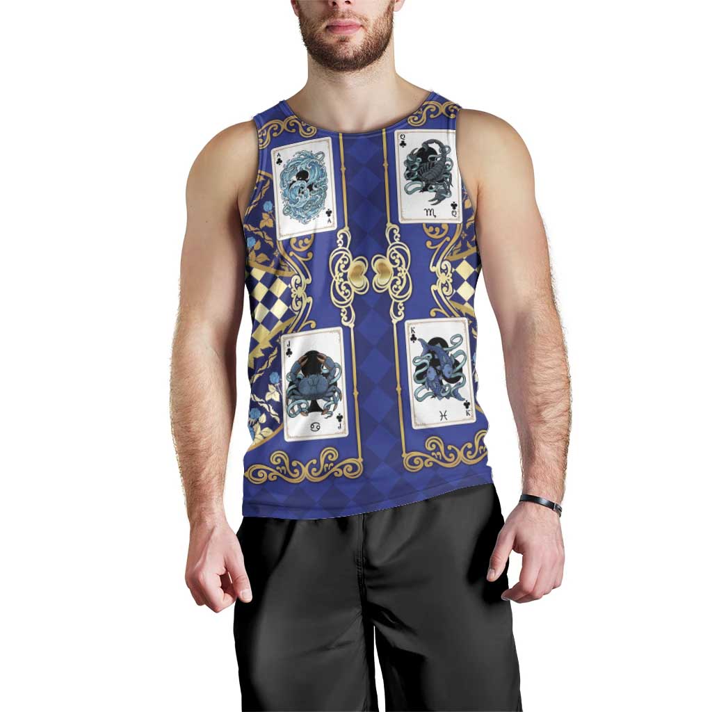 Zodiac Signs Men Tank Top The Water Element Baroque Clubs Card