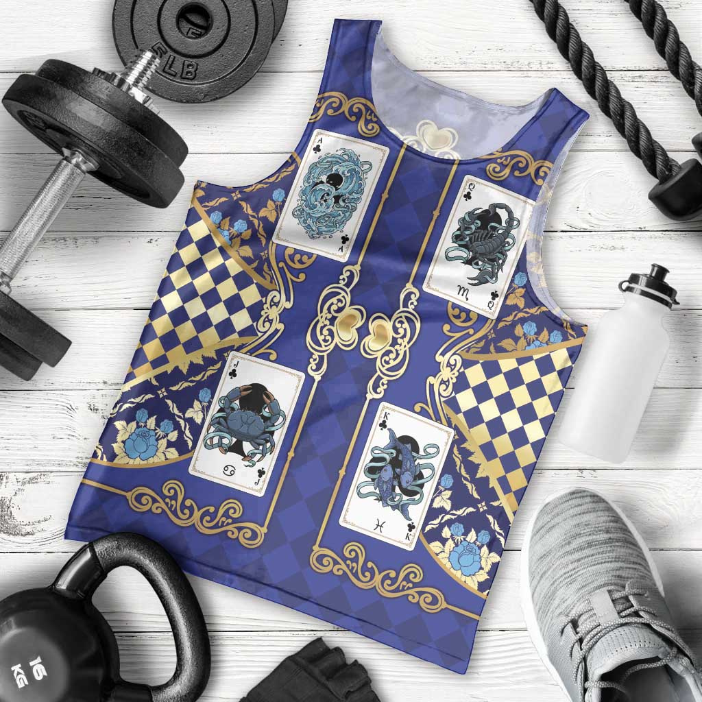 Zodiac Signs Men Tank Top The Water Element Baroque Clubs Card