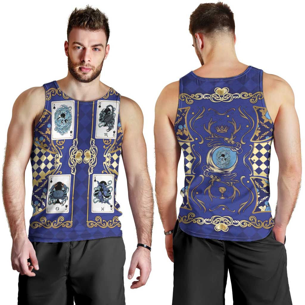 Zodiac Signs Men Tank Top The Water Element Baroque Clubs Card