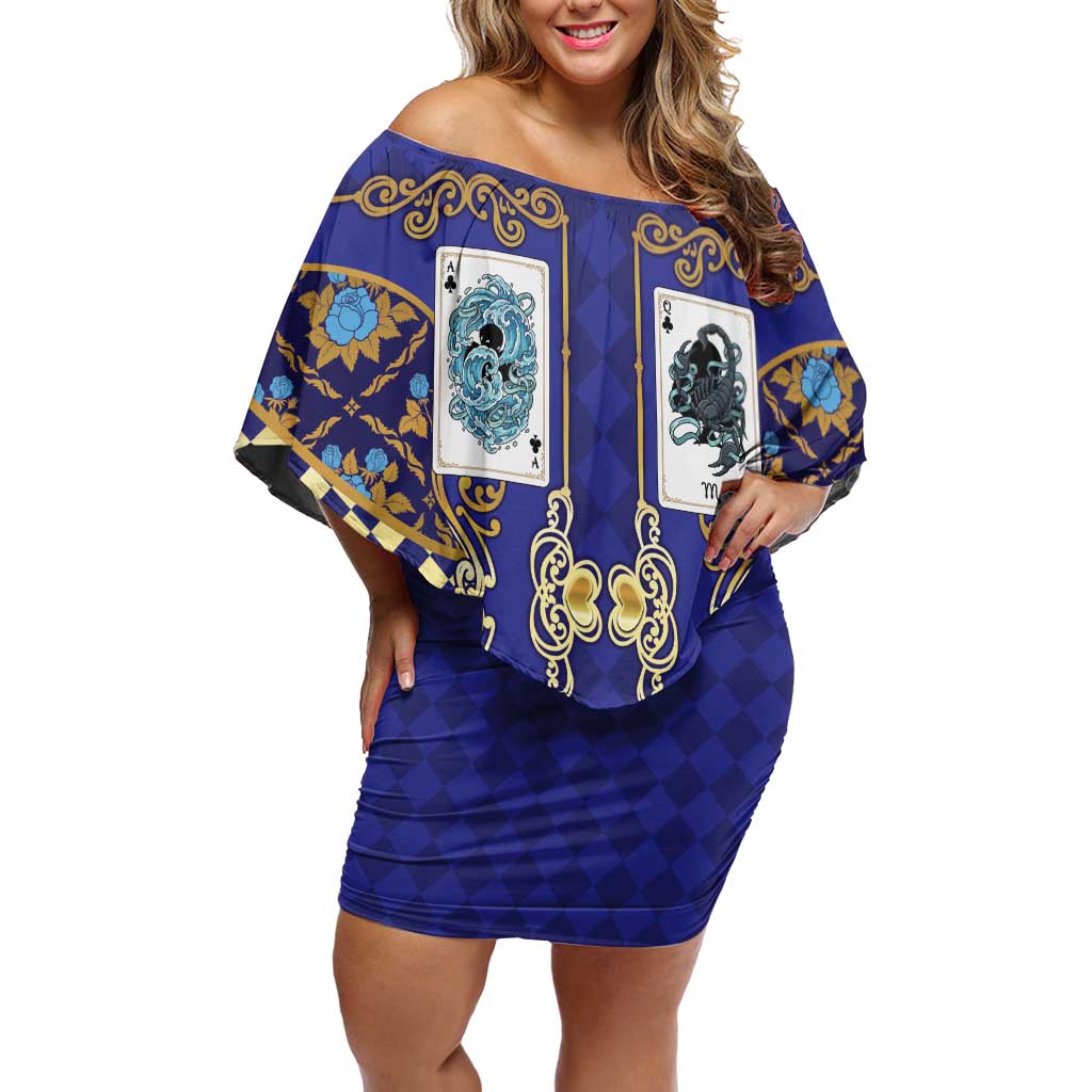 Zodiac Signs Off Shoulder Short Dress The Water Element Baroque Clubs Card