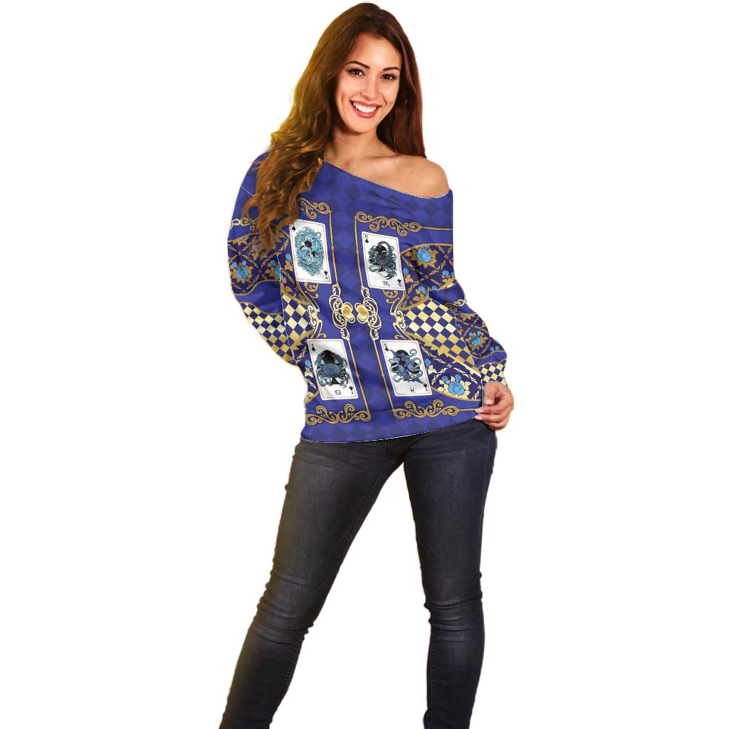 Zodiac Signs Off Shoulder Sweater The Water Element Baroque Clubs Card