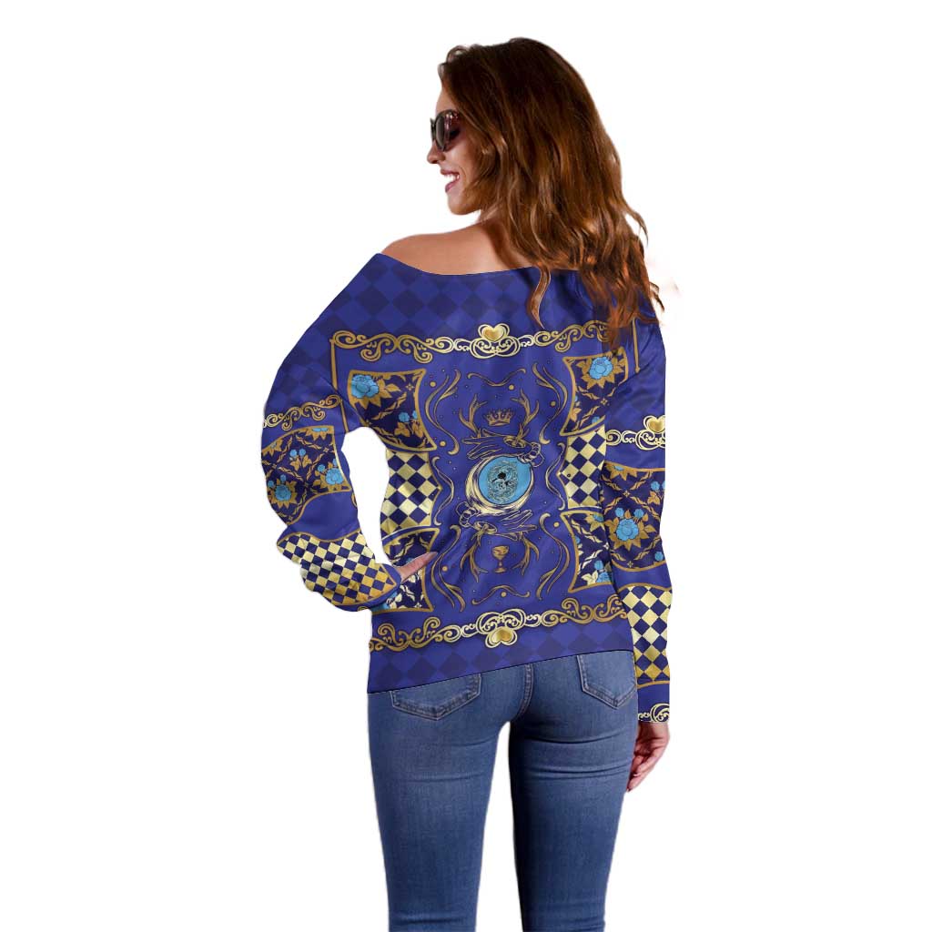 Zodiac Signs Off Shoulder Sweater The Water Element Baroque Clubs Card