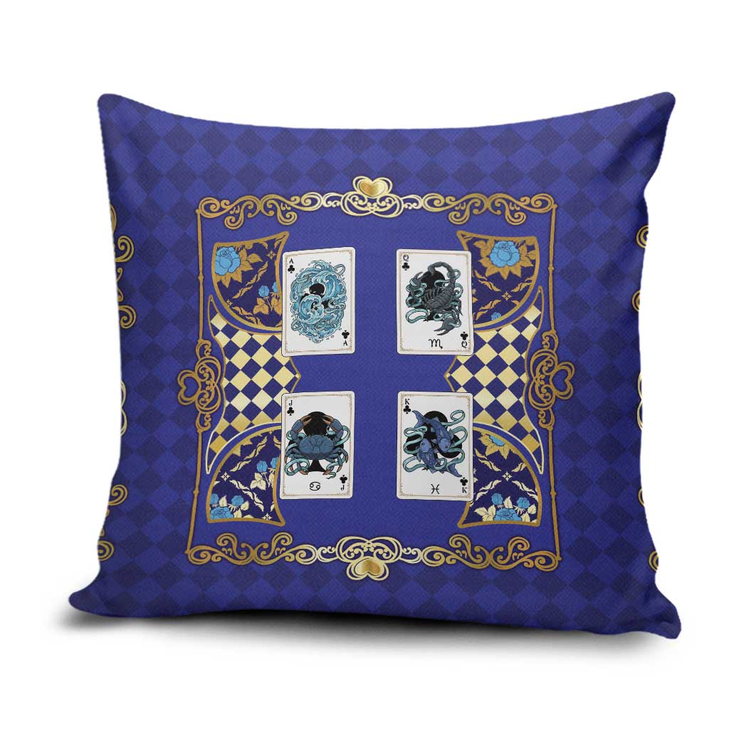 Zodiac Signs Pillow Cover The Water Element Baroque Clubs Card