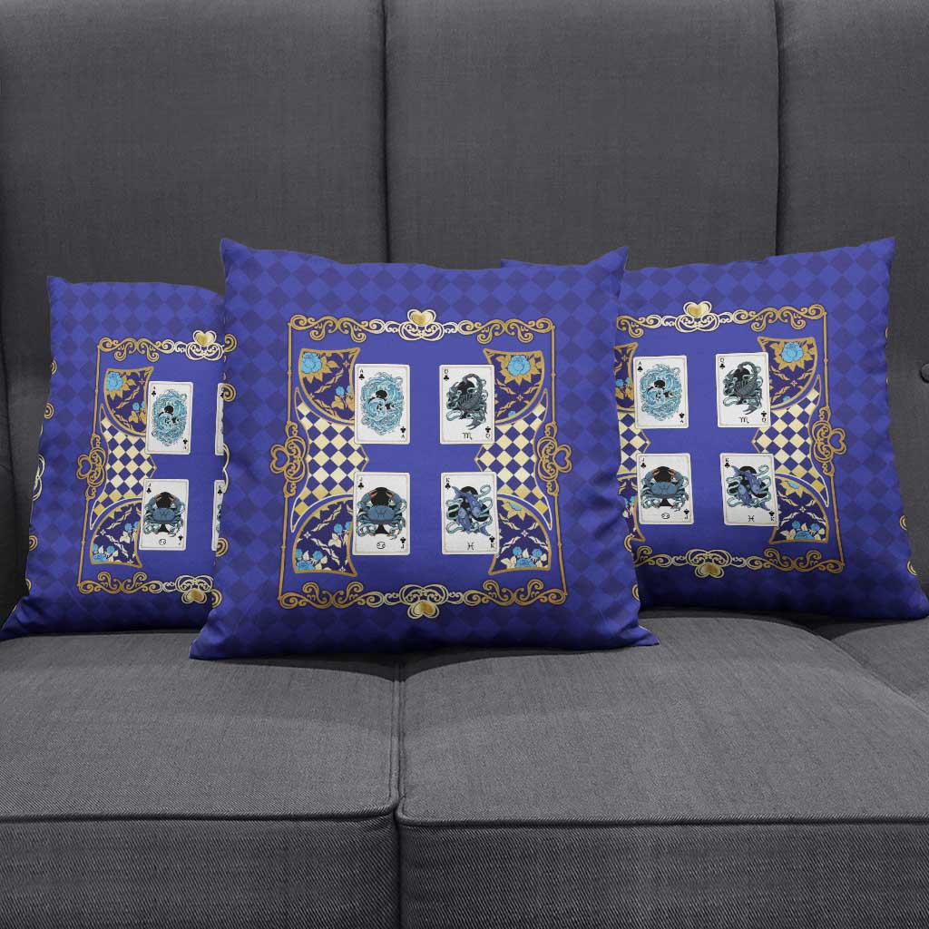 Zodiac Signs Pillow Cover The Water Element Baroque Clubs Card