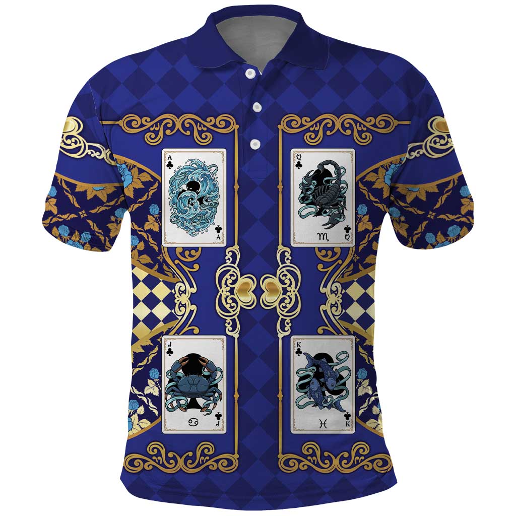 Zodiac Signs Polo Shirt The Water Element Baroque Clubs Card