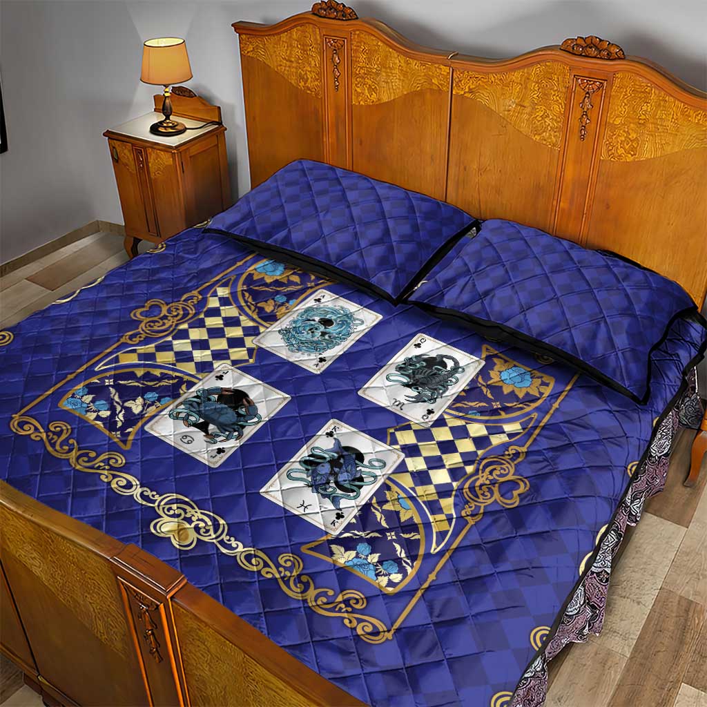 Zodiac Signs Quilt Bed Set The Water Element Baroque Clubs Card