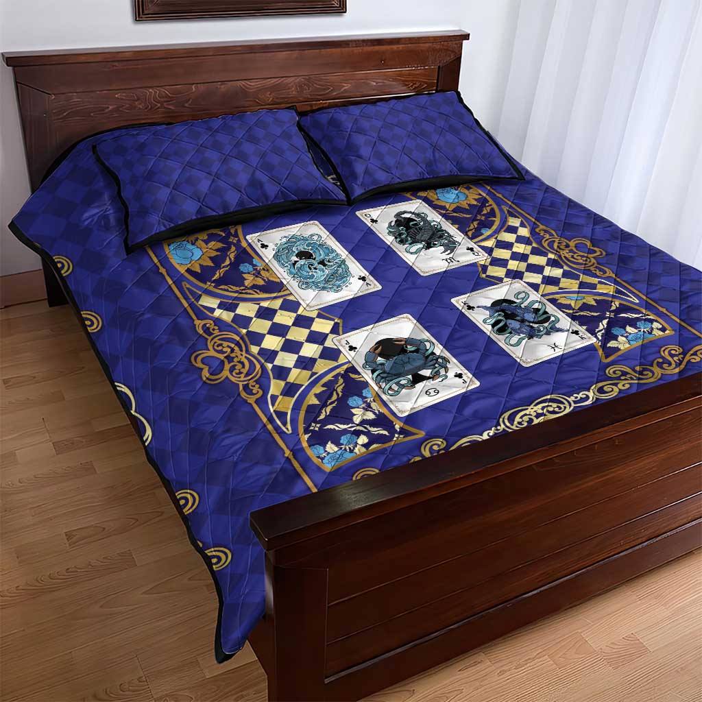 Zodiac Signs Quilt Bed Set The Water Element Baroque Clubs Card