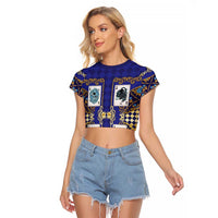 Zodiac Signs Raglan Cropped T Shirt The Water Element Baroque Clubs Card