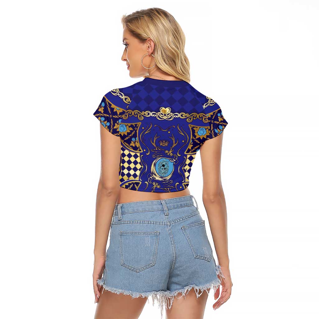 Zodiac Signs Raglan Cropped T Shirt The Water Element Baroque Clubs Card