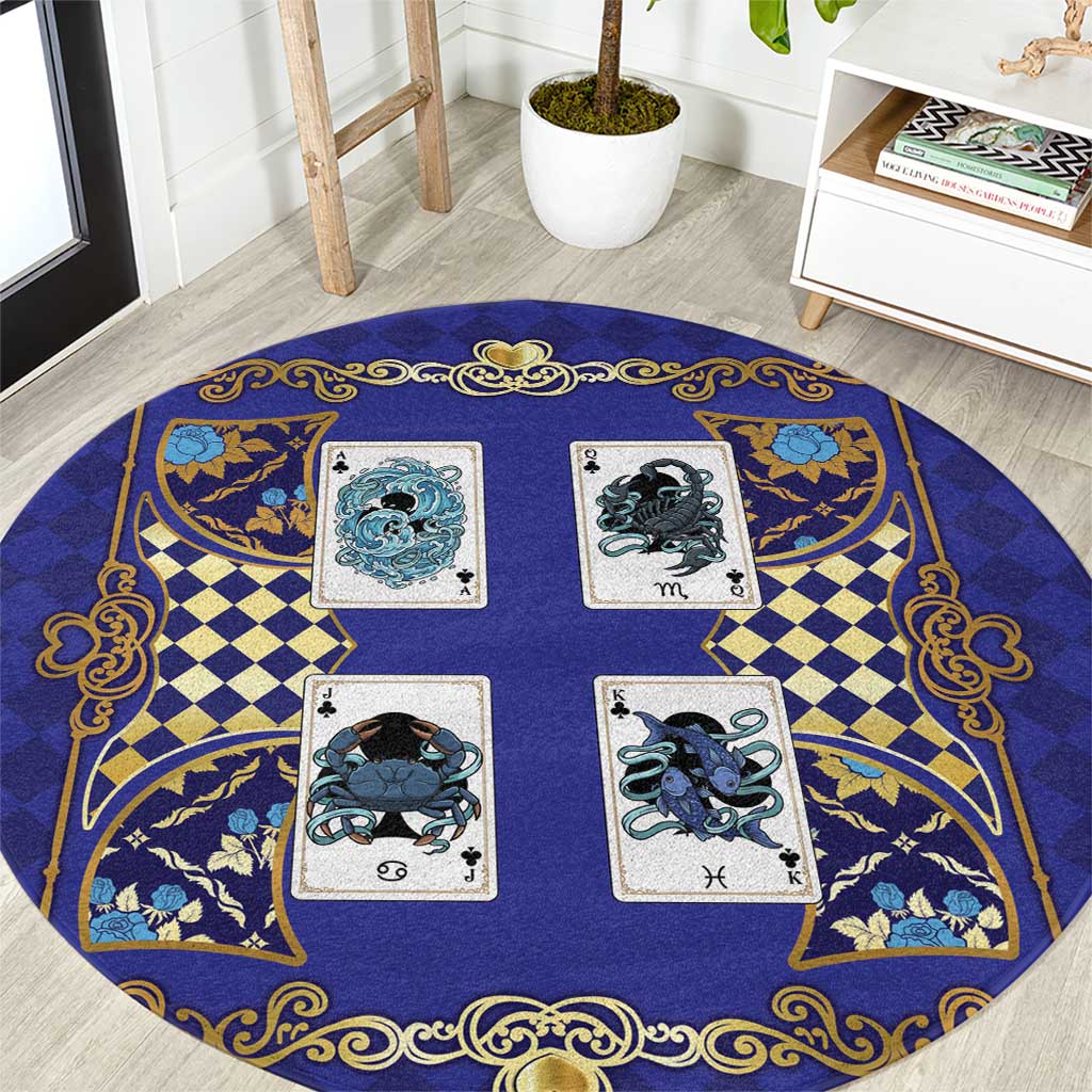 Zodiac Signs Round Carpet The Water Element Baroque Clubs Card