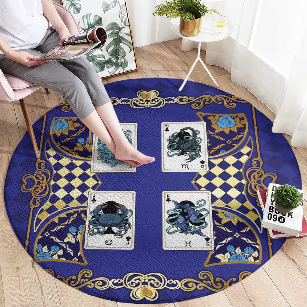 Zodiac Signs Round Carpet The Water Element Baroque Clubs Card