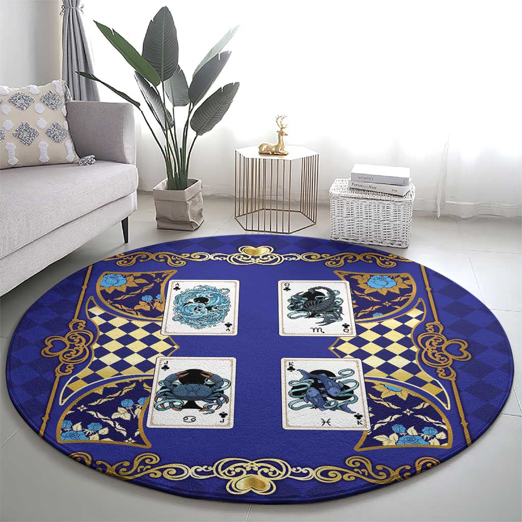 Zodiac Signs Round Carpet The Water Element Baroque Clubs Card
