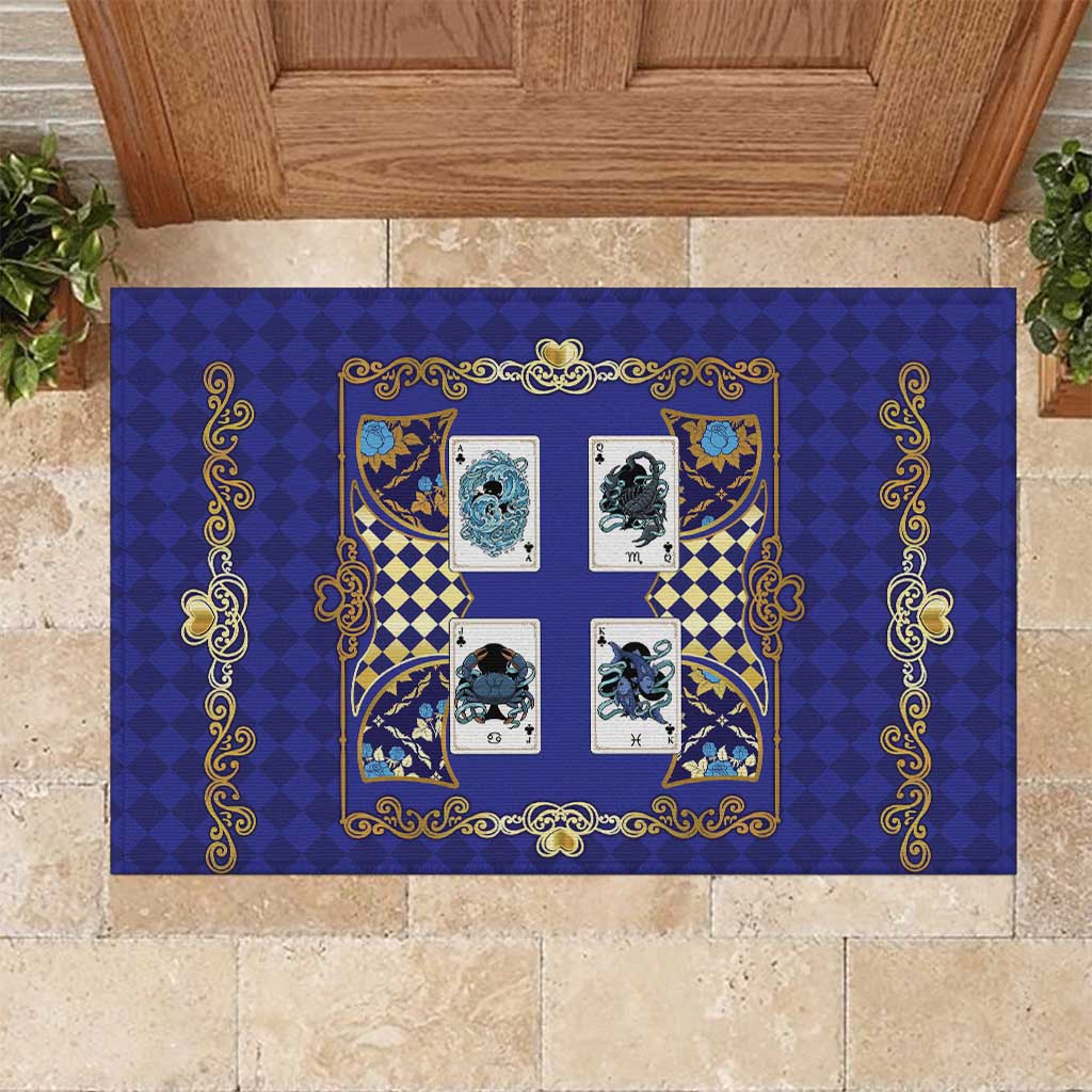 Zodiac Signs Rubber Doormat The Water Element Baroque Clubs Card