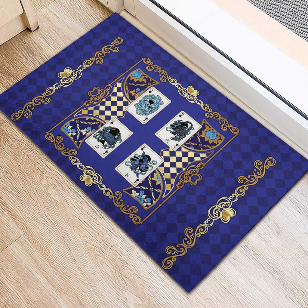 Zodiac Signs Rubber Doormat The Water Element Baroque Clubs Card