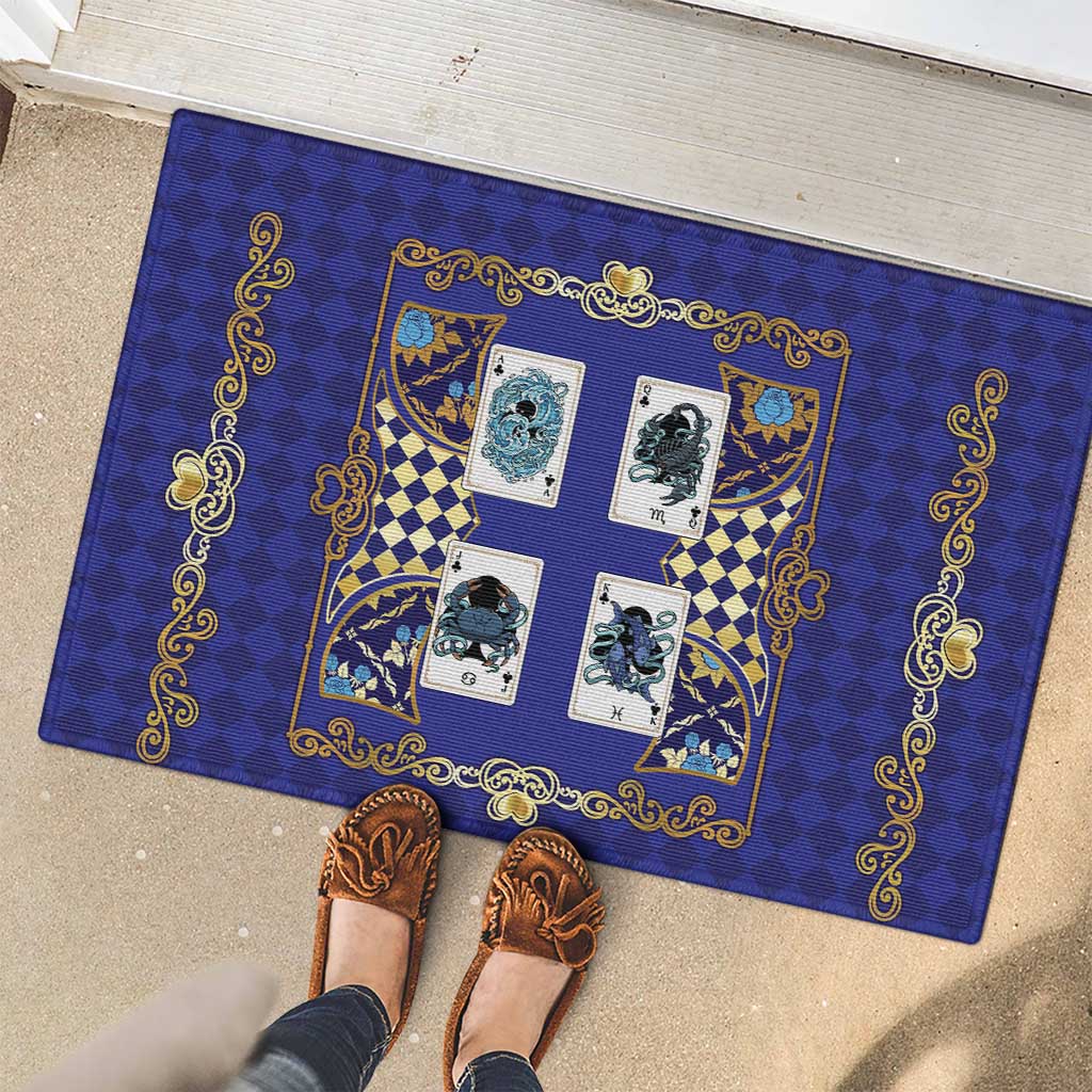 Zodiac Signs Rubber Doormat The Water Element Baroque Clubs Card