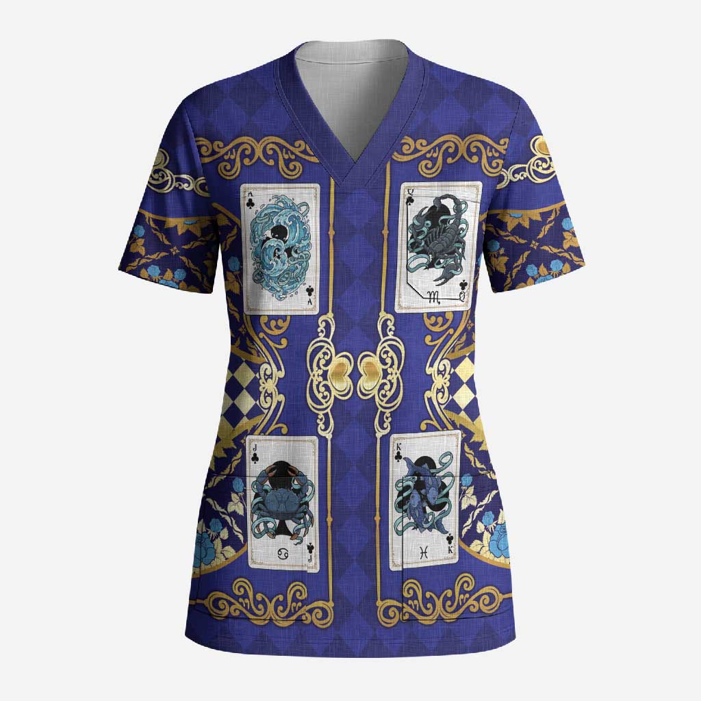 Zodiac Signs Scrub Top The Water Element Baroque Clubs Card
