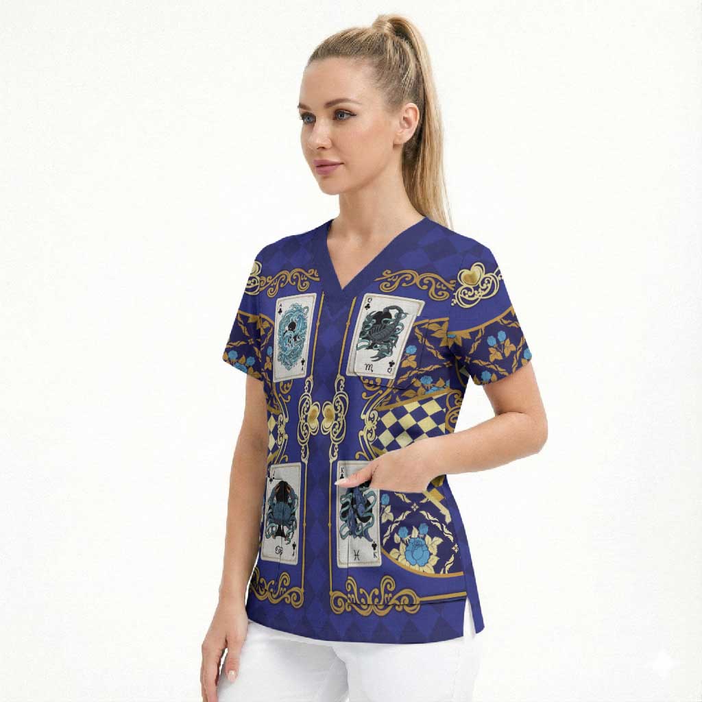 Zodiac Signs Scrub Top The Water Element Baroque Clubs Card
