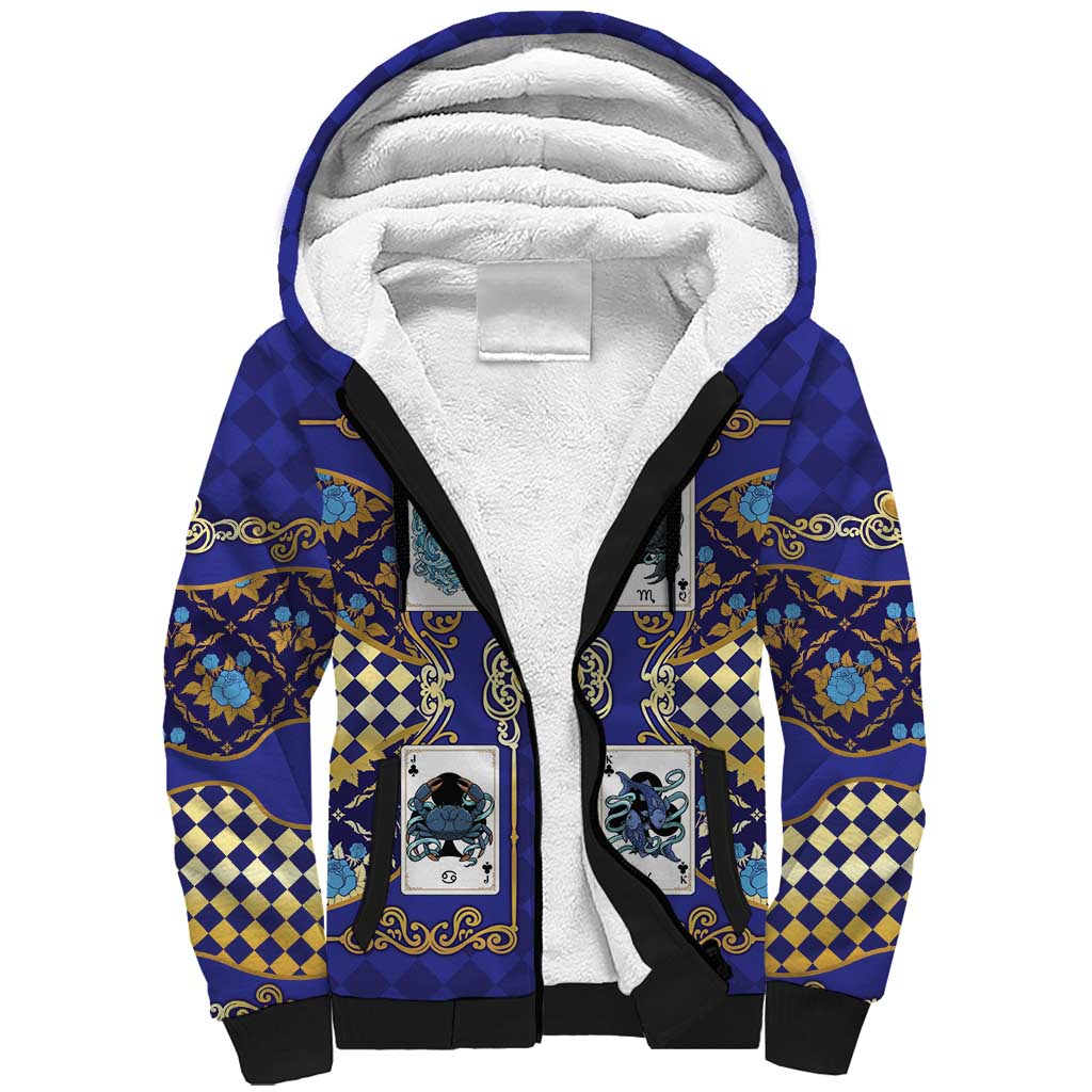 Zodiac Signs Sherpa Hoodie The Water Element Baroque Clubs Card