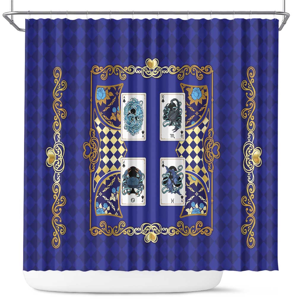 Zodiac Signs Shower Curtain The Water Element Baroque Clubs Card