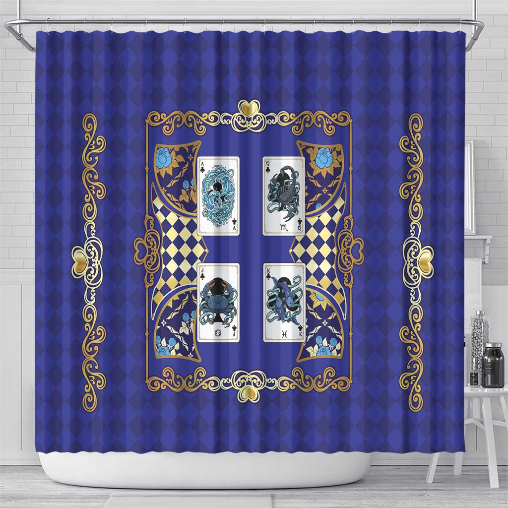 Zodiac Signs Shower Curtain The Water Element Baroque Clubs Card