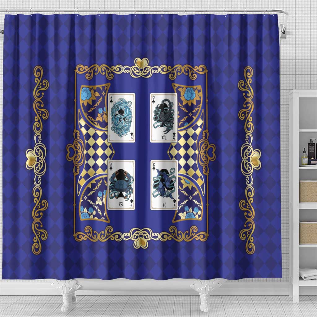 Zodiac Signs Shower Curtain The Water Element Baroque Clubs Card