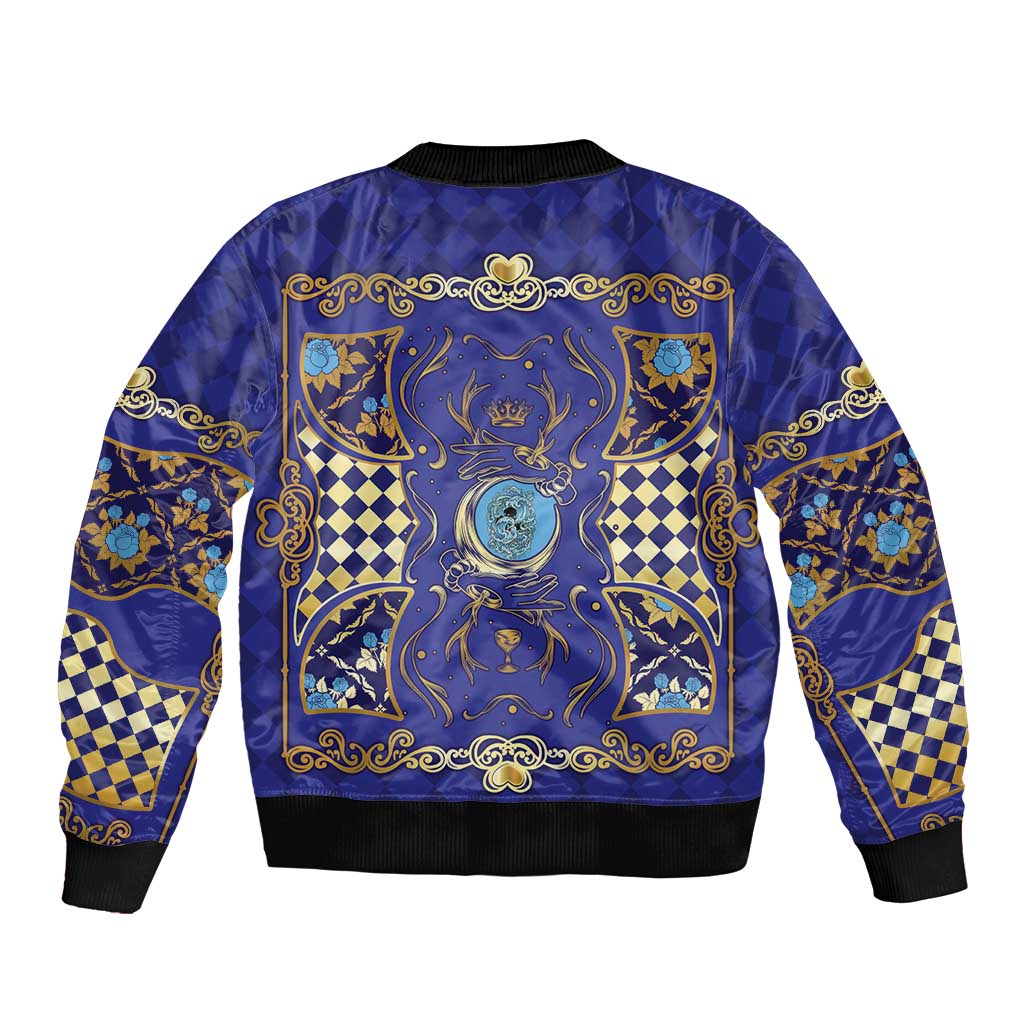 Zodiac Signs Sleeve Zip Bomber Jacket The Water Element Baroque Clubs Card