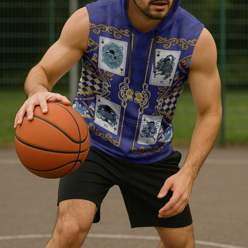 Zodiac Signs Sleeveless Hoodie The Water Element Baroque Clubs Card
