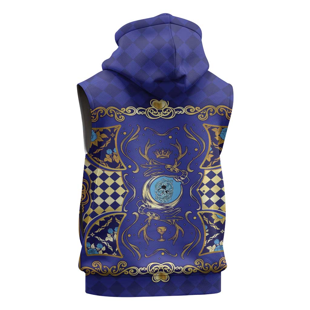 Zodiac Signs Sleeveless Zip Hoodie The Water Element Baroque Clubs Card