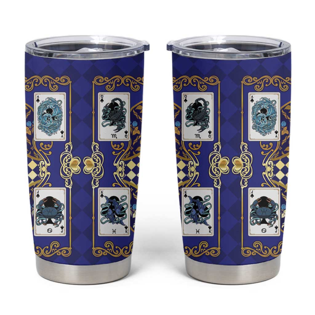 Zodiac Signs Tumbler Cup The Water Element Baroque Clubs Card