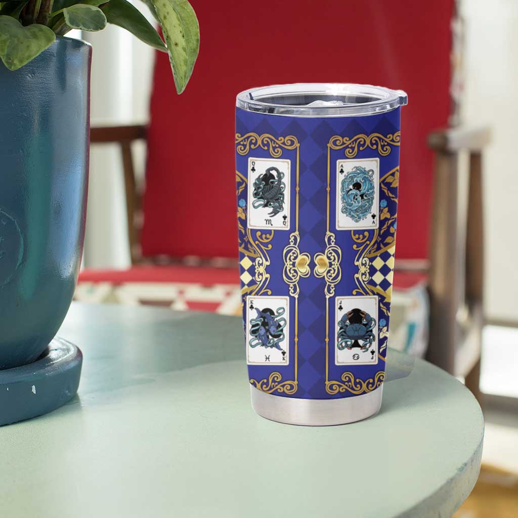 Zodiac Signs Tumbler Cup The Water Element Baroque Clubs Card