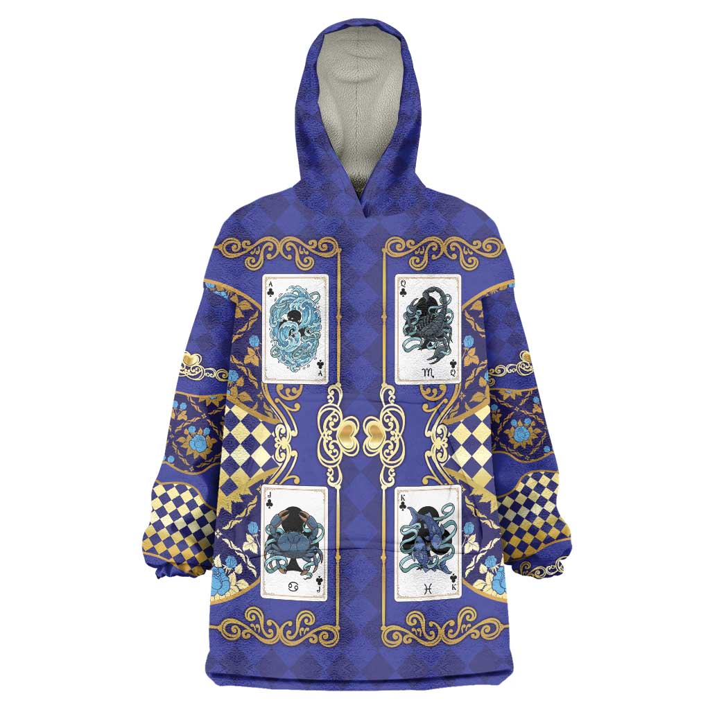 Zodiac Signs Wearable Blanket Hoodie The Water Element Baroque Clubs Card