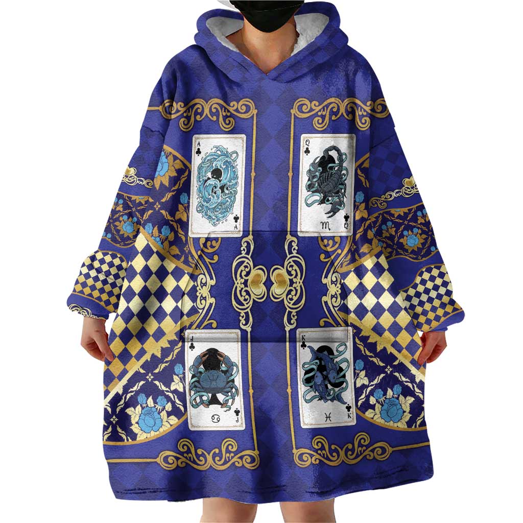 Zodiac Signs Wearable Blanket Hoodie The Water Element Baroque Clubs Card