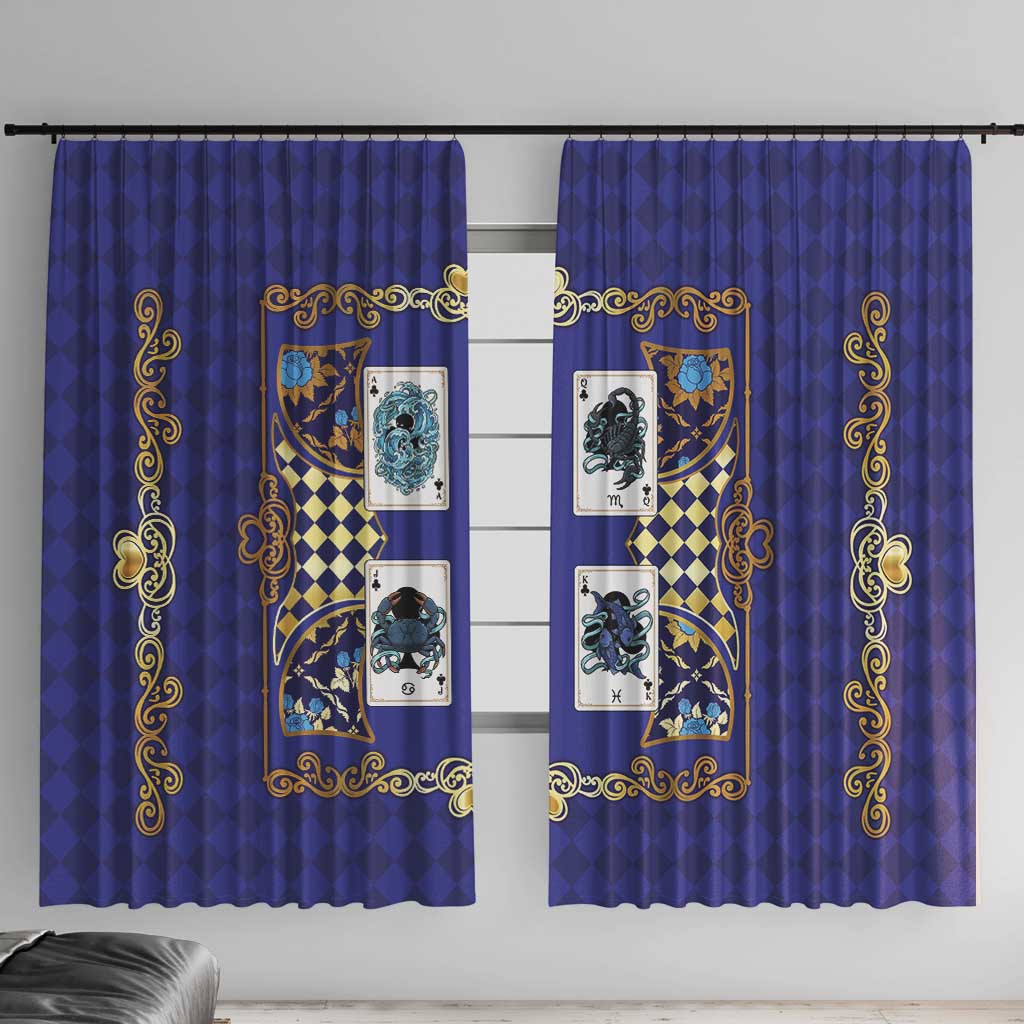 Zodiac Signs Window Curtain The Water Element Baroque Clubs Card