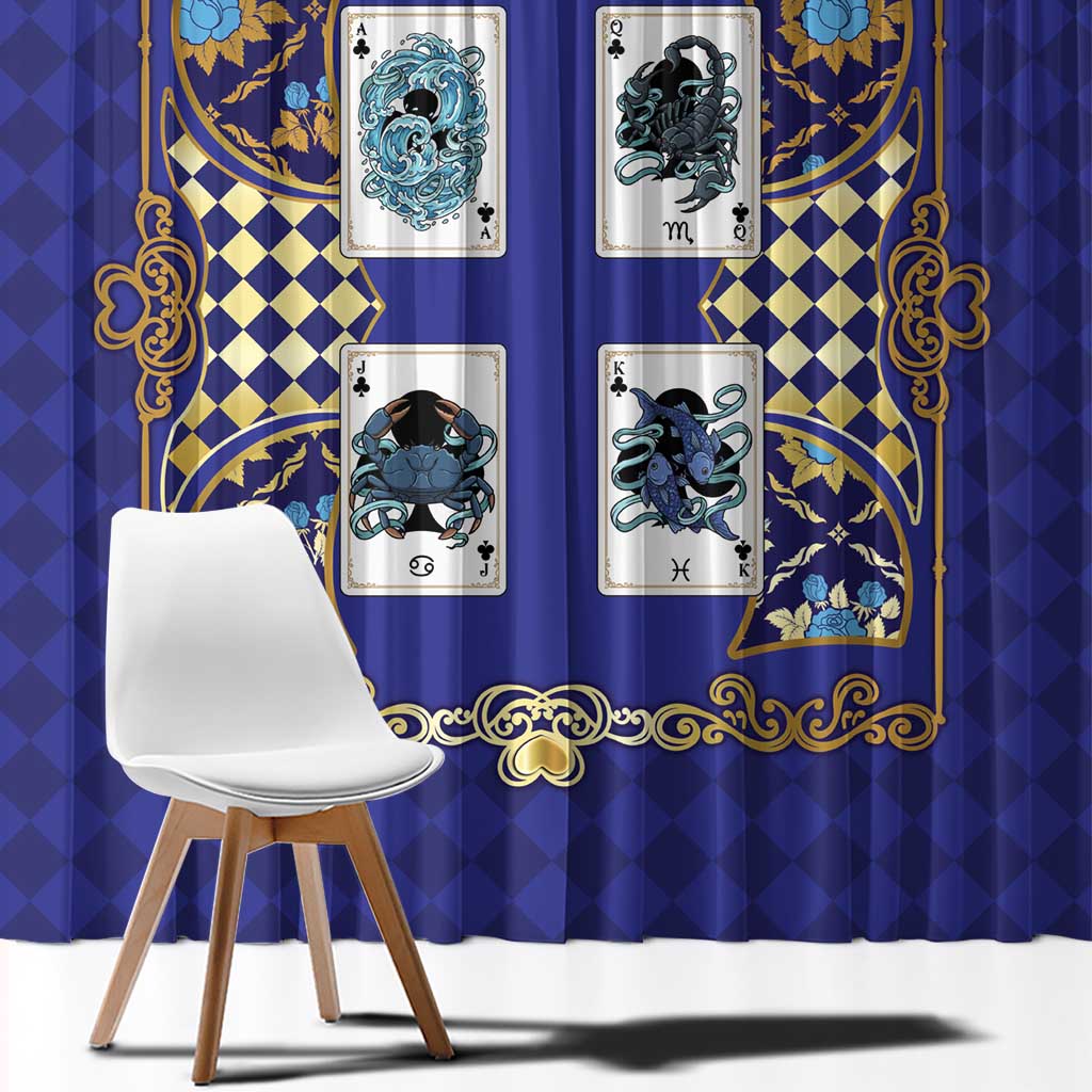 Zodiac Signs Window Curtain The Water Element Baroque Clubs Card