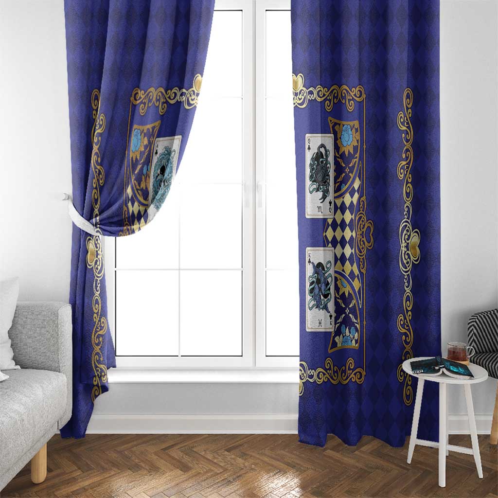 Zodiac Signs Window Curtain The Water Element Baroque Clubs Card