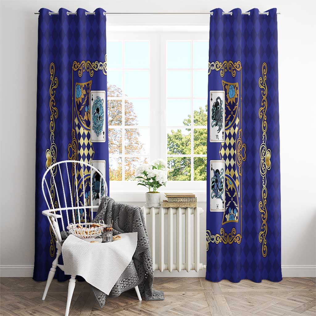 Zodiac Signs Window Curtain The Water Element Baroque Clubs Card