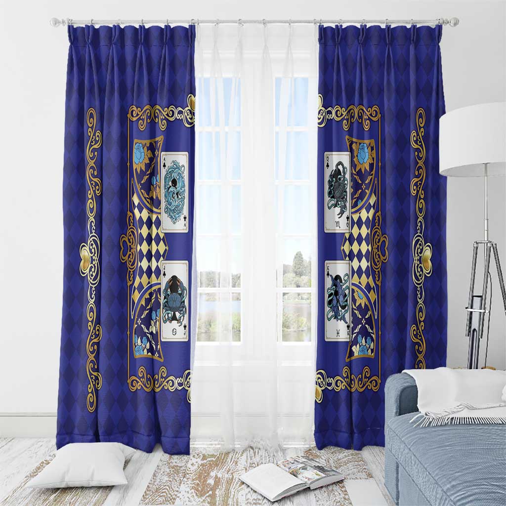 Zodiac Signs Window Curtain The Water Element Baroque Clubs Card