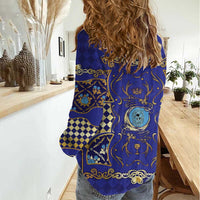 Zodiac Signs Women Casual Shirt The Water Element Baroque Clubs Card
