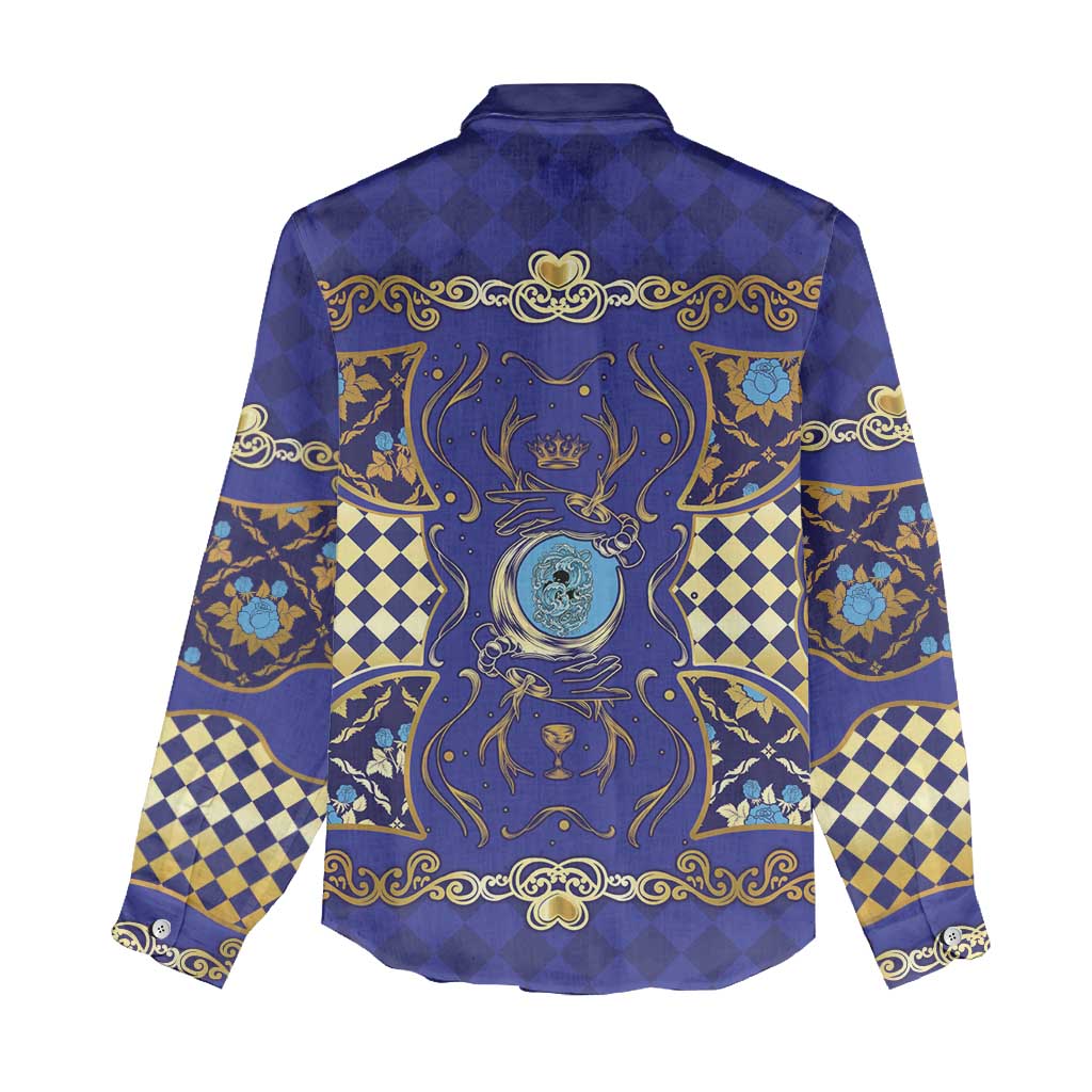 Zodiac Signs Women Casual Shirt The Water Element Baroque Clubs Card