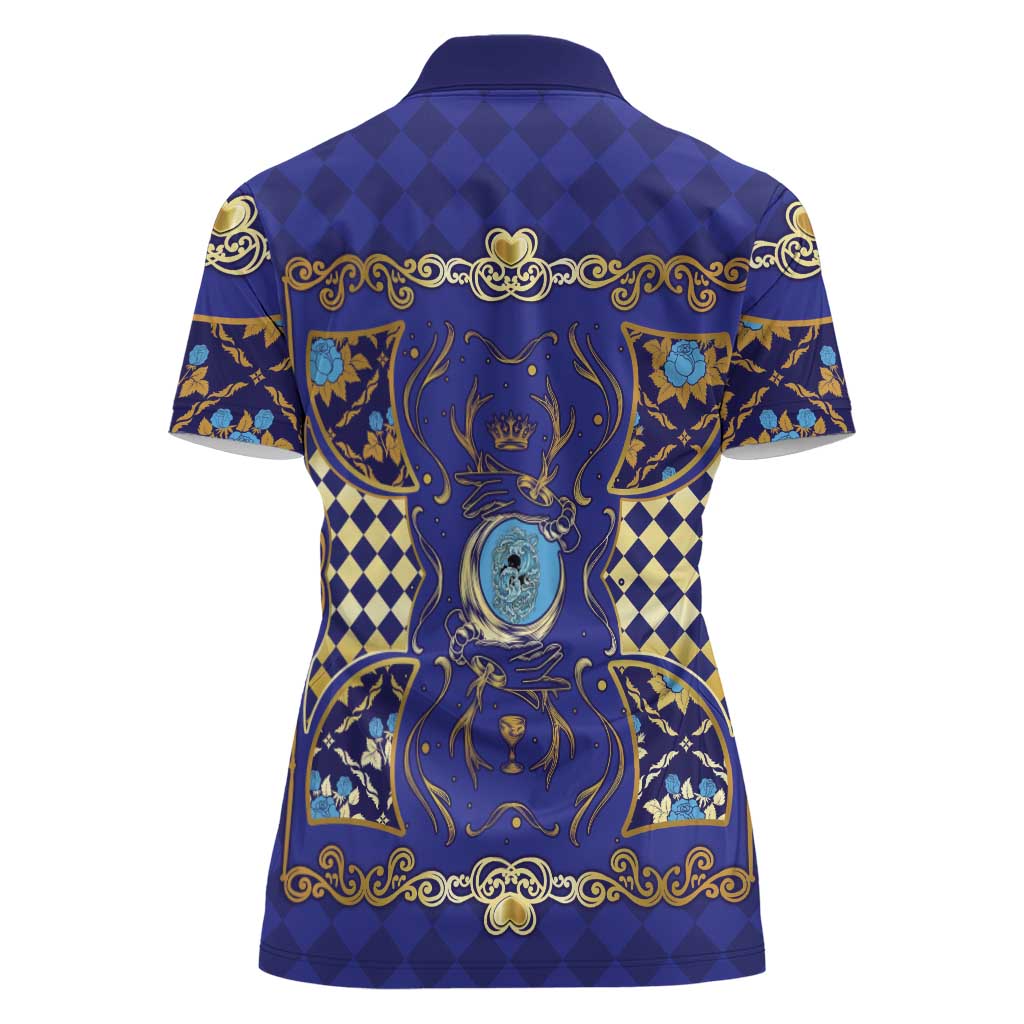 Zodiac Signs Women Polo Shirt The Water Element Baroque Clubs Card