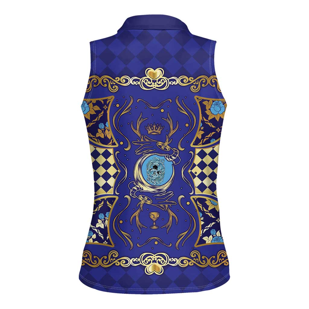 Zodiac Signs Women Sleeveless Polo Shirt The Water Element Baroque Clubs Card