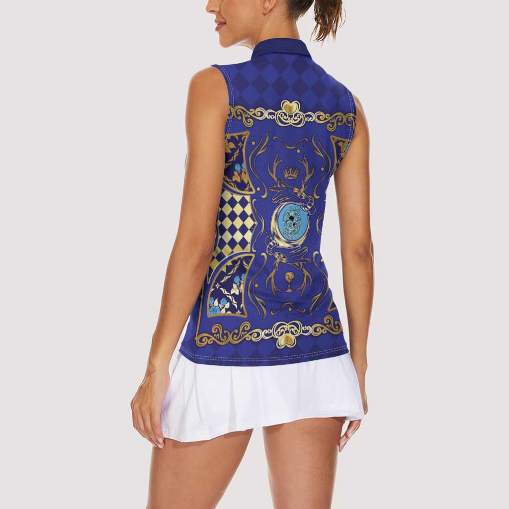 Zodiac Signs Women Sleeveless Polo Shirt The Water Element Baroque Clubs Card