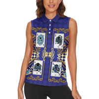 Zodiac Signs Women Sleeveless Polo Shirt The Water Element Baroque Clubs Card