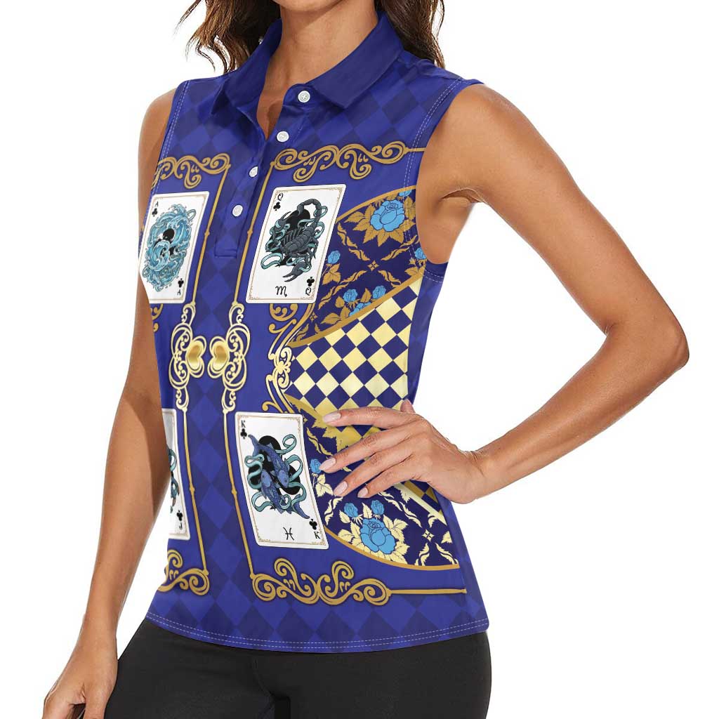 Zodiac Signs Women Sleeveless Polo Shirt The Water Element Baroque Clubs Card